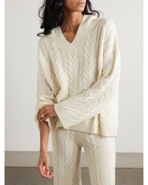 Lisa Yang Natural Cable-Knit Cashmere Hoodie