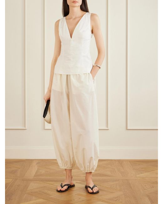 Loulou de Saison White Almaya Cotton And Silk-Blend Balloon Pants