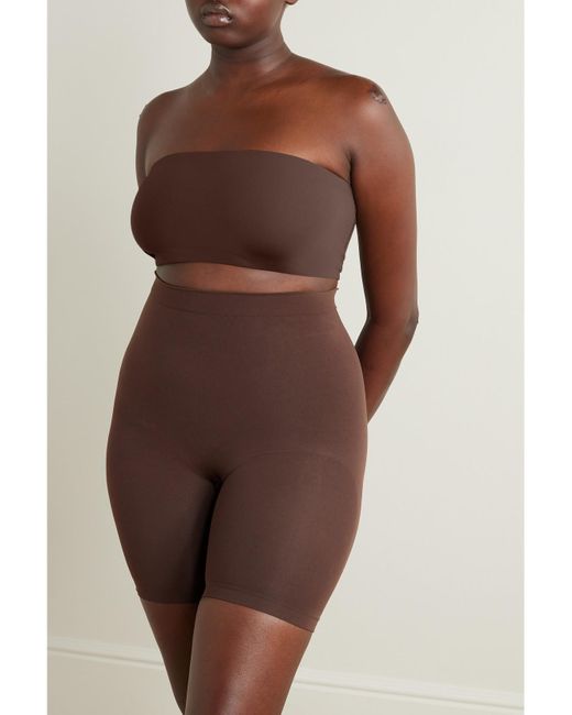 Skims Brown Seamless Sculpt Mid Thigh Shorts