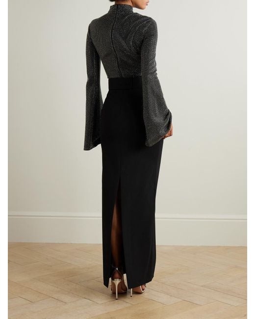 Solace London Black The Lolo Robe Aus Crêpe Mit Kristallen