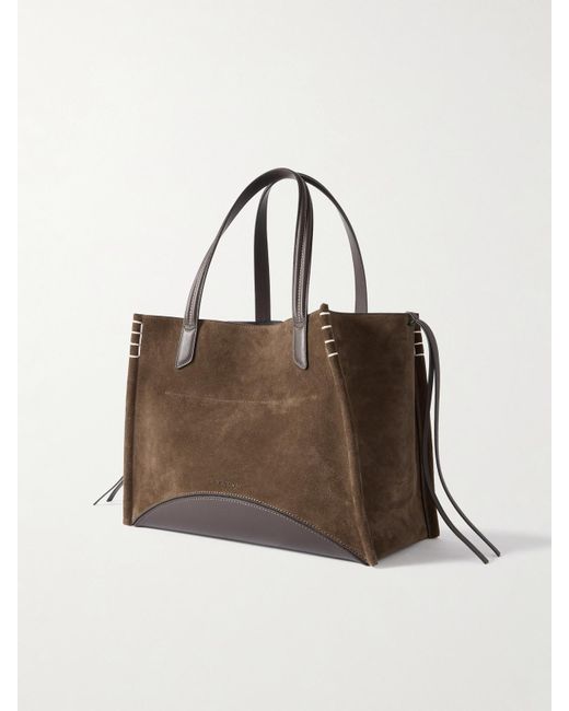 J.W. Anderson Brown Loafer Cabas Tasseled Leather-Trimmed Suede Shoulder Bag