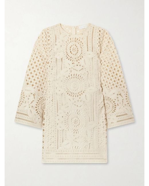 Zimmermann Natural Indra Broderie Anglaise Cotton Mini Dress