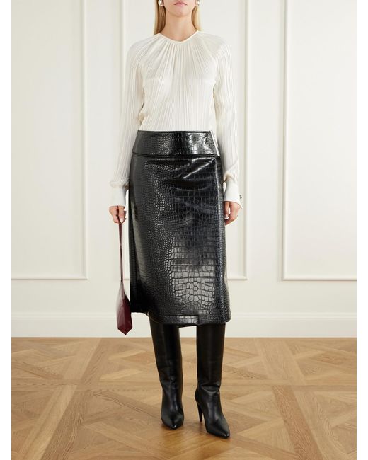 Lanvin Natural Pleated Charmeuse Blouse