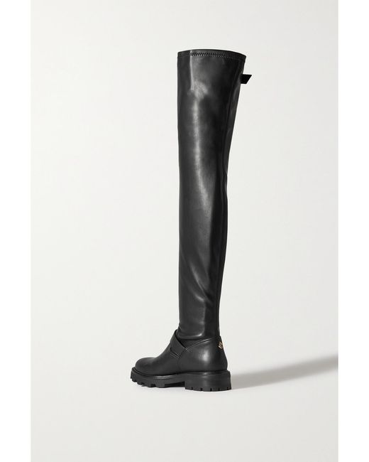 Jimmy Choo Black Biker Ii Leather Over-The-Knee Boots