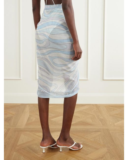 Emilio Pucci Blue Printed Cotton-Voile Pareo