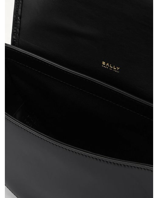 Bally Black Beckett Webbing-Trimmed Glossed-Leather Shoulder Bag