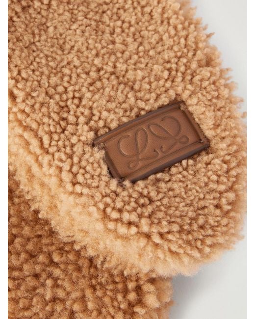Loewe White Aviator Shearling Trapper Hat