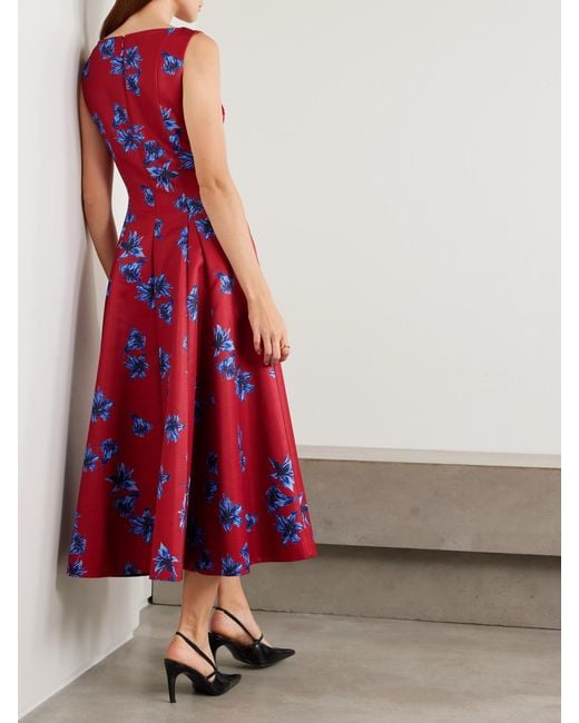 Octavie Paneled Floral-Print Faille Midi Dress Emilia Wickstead en coloris Red