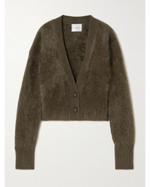 Galvan Green Loom Brushed Cashmere-Blend Cardigan