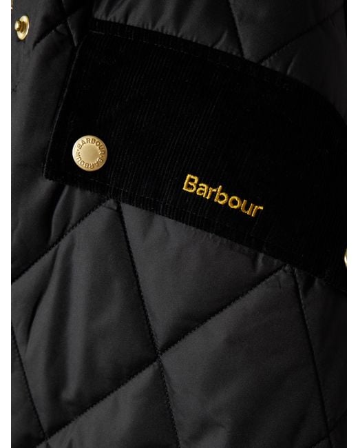 Barbour Black Meredith Hooded Corduroy-Trimmed Quilted Shell Jacket