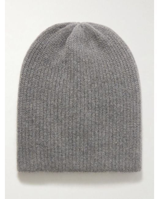 The Elder Statesman Gray Watchman Ribbed Cashmere Beanie