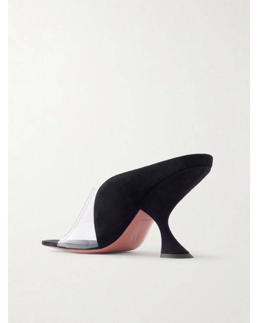 AMINA MUADDI Black Mackenzie Pvc-Trimmed Suede Sandals