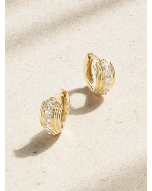 STONE AND STRAND Natural Boulevard 14-Karat Diamond Hoop Earrings