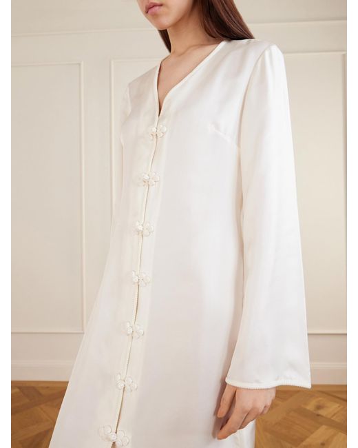 Rohe White Mandarin Silk-Satin Maxi Dress