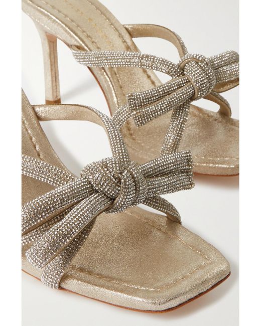 Loeffler Randall Natural Margi Crystal-Embellished Metallic Suede Mules