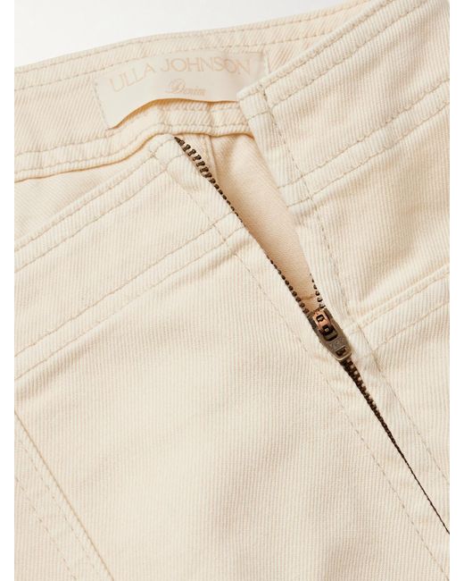 Ulla Johnson Natural The Bianca Paneled High-Rise Wide-Leg Jeans