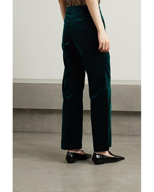 Loro Piana Blue Niklas Cotton-Blend Velvet Wide-Leg Pants