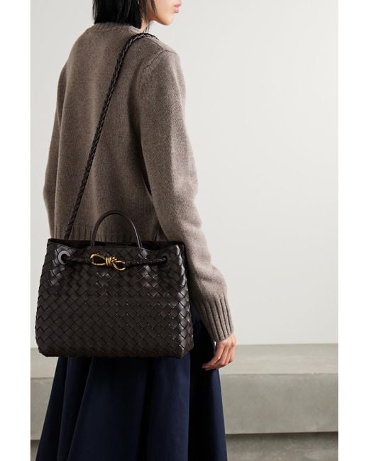 Bottega Veneta Black Andiamo Medium Intrecciato Leather Tote