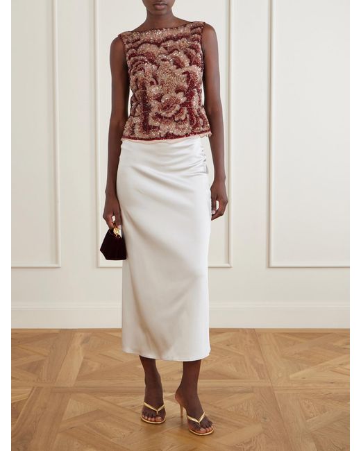 Clio Peppiatt Brown Sequin-Embellished Blouse