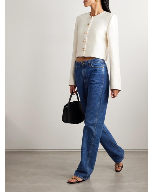 Brandon Maxwell Natural The Ryder Verkürzte Jacke Aus Seidensatin