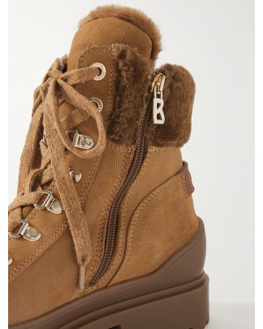 Bogner Brown St. Moritz 18 Schnürstiefel Aus Veloursleder Mit Shearling-Futter