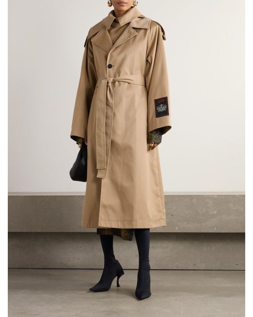 Jean Paul Gaultier Natural Mehrlagiger Trenchcoat Aus Baumwoll-Twill Mit Applikation Und Bindegürtel