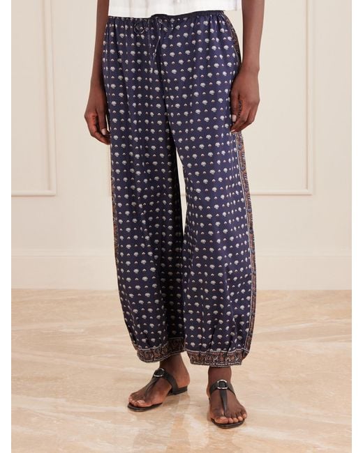 Doen Blue Yarrow Printed Cotton Balloon Pants