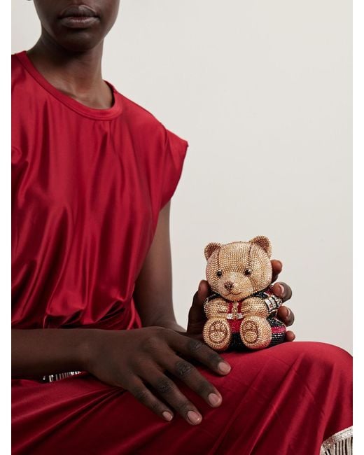 Judith Leiber Brown Albert Goldfarbene Clutch Mit Kristallen