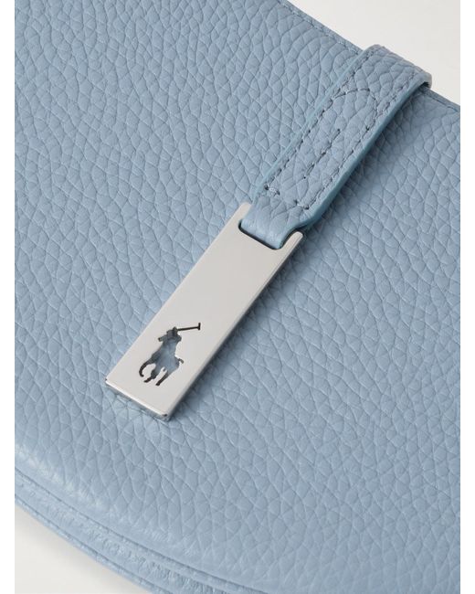 Polo Ralph Lauren Blue Polo Id Embellished Textured-Leather Shoulder Bag