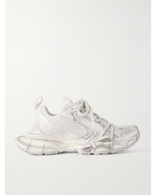 Balenciaga Natural 3Xl Distressed Mesh And Rubber Sneakers