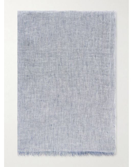 Brunello Cucinelli Gray Fringed Linen Scarf