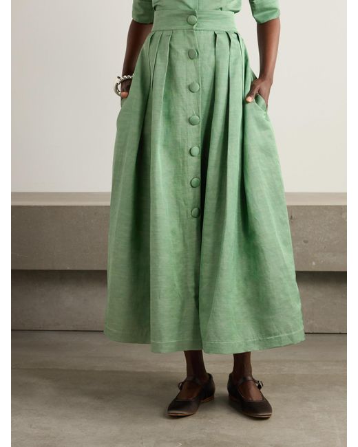 D'Estree Green Irving Maxirock Aus Twill Mit Falten