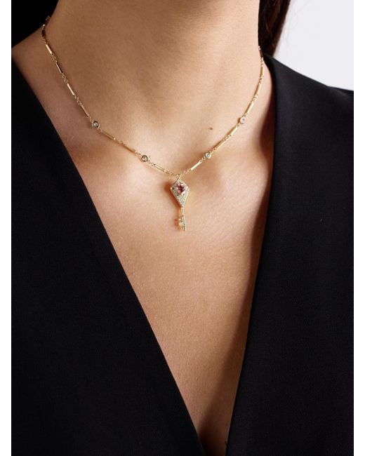 Jacquie Aiche Natural 14-Karat, Diamond And Tourmaline Necklace