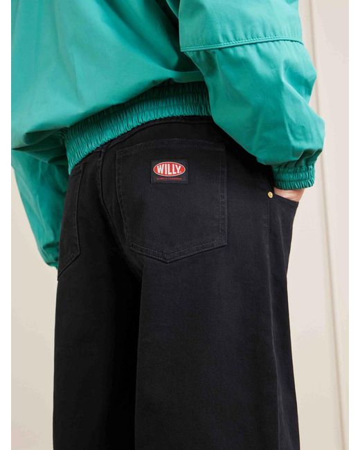 Willy Chavarria Blue Bad Girl High-Rise Barrel-Leg Jeans