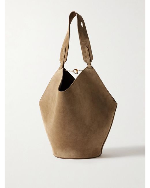 Khaite Natural Lotus Kleine Tote Aus Veloursleder