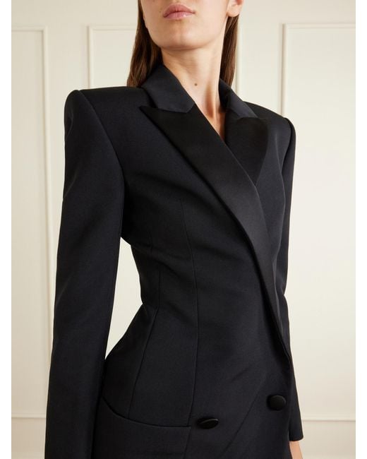 Balmain Blue Wool Grain De Poudre Midi Dress