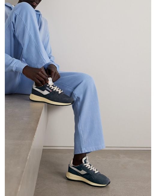 Autry Blue Reelwind Low Sneakers Aus Veloursleder Und Shell Mit Besätzen Aus Metallic-Leder