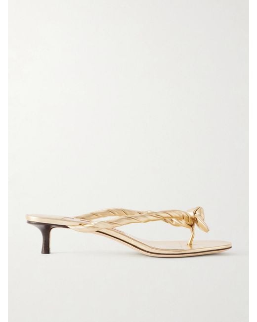 Jimmy Choo Natural Liss 35 Metallic-Leather Sandals
