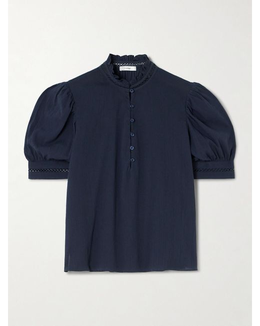 Haut En Coton Texturé The Ruffle FRAME en coloris Blue