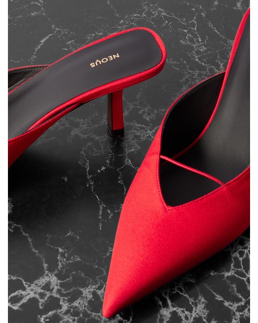 Neous Red Matar Satin Mules