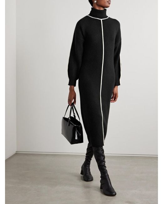 Robe Midi À Col Roulé En Mailles Apres Staud en coloris Black