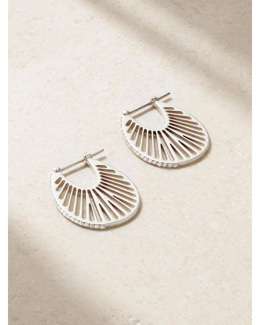 L'Atelier Nawbar Natural Flat Ray Large 18-Karat Diamond Hoop Earrings