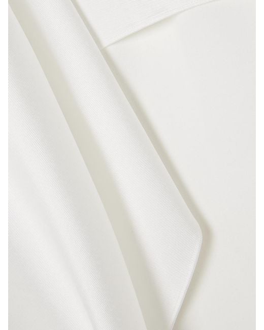 Solace London White Leni Cape-Effect Crepe And Faille Gown