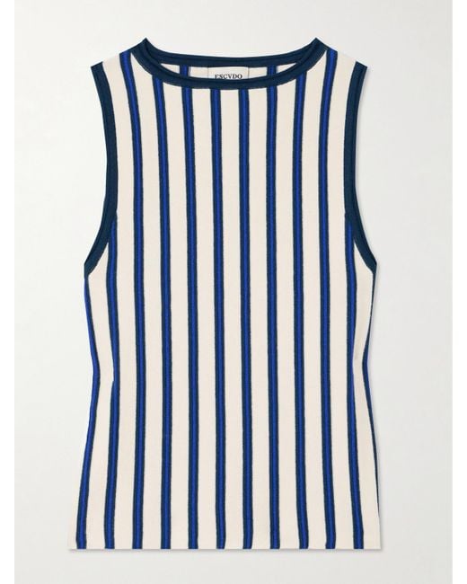 Escvdo Blue Manglar Striped Organic Cotton Top