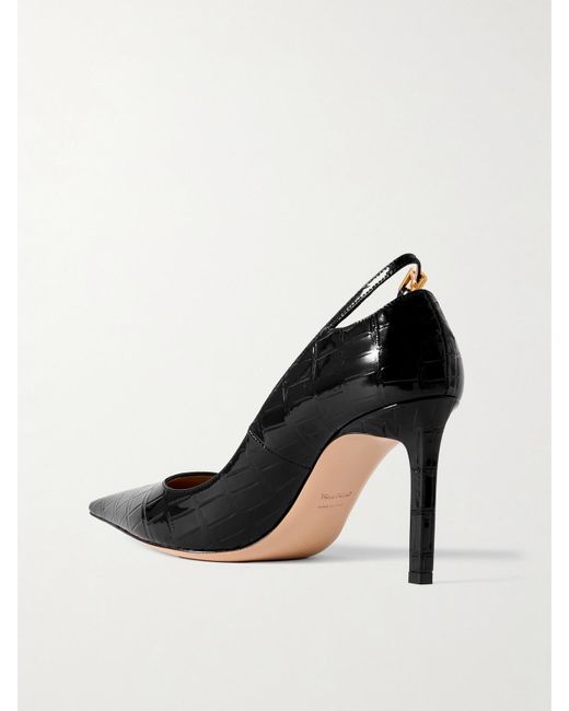 Tom Ford Black Angelina Croc-Effect Leather Point-Toe Pumps