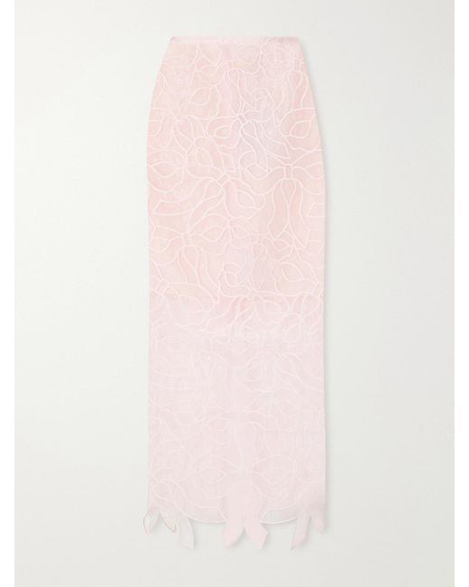 CECILIE BAHNSEN Pink Cbgus Embroidered Organza Maxi Skirt