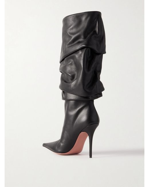 AMINA MUADDI Black Anok Kniehohe Stiefel Aus Leder Mit Raffungen