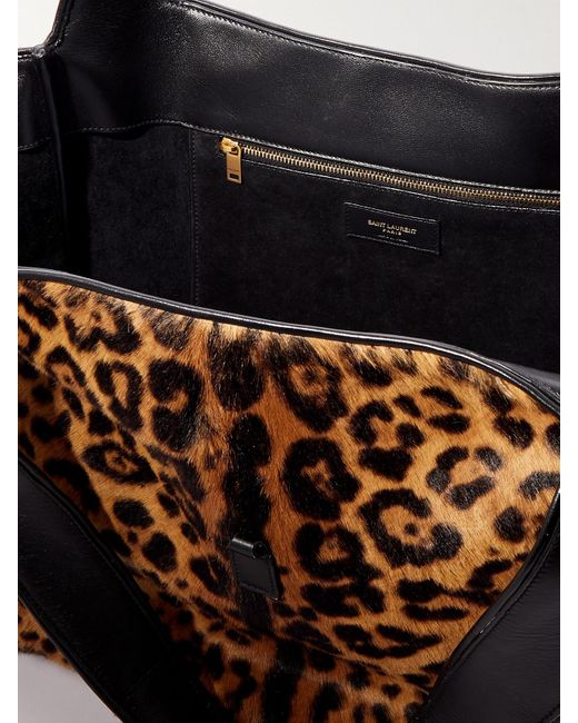Saint Laurent Brown Le 5 À 7 Bea Leopard-Print Calf Hair Tote