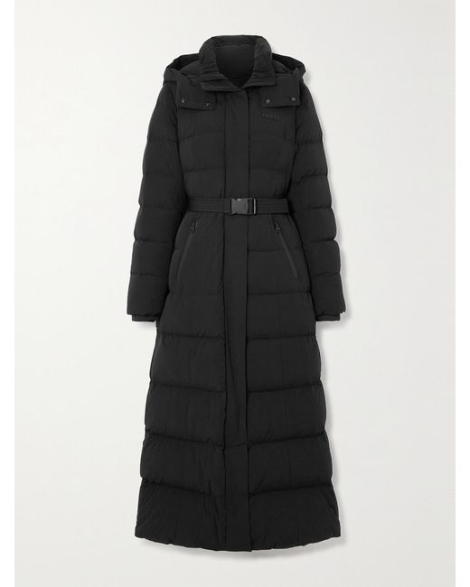 Mackage Black Net Sustain Calina-City Belted Hooded Quilted Recycled-Shell Down Coat