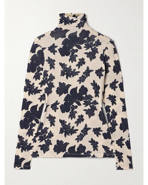 Ulla Johnson White Aurelia Oberteil Aus Stretch-Jersey Mit Blumenprint Und Stehkragen